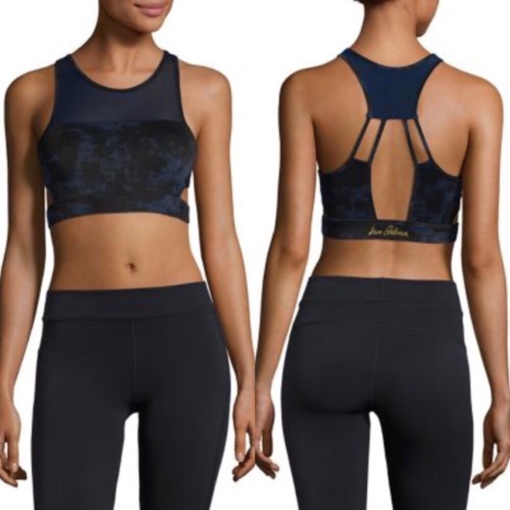 Sam Edelman Mesh High Neck Bra Blue Cloud